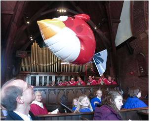 Angry Bird visits worship